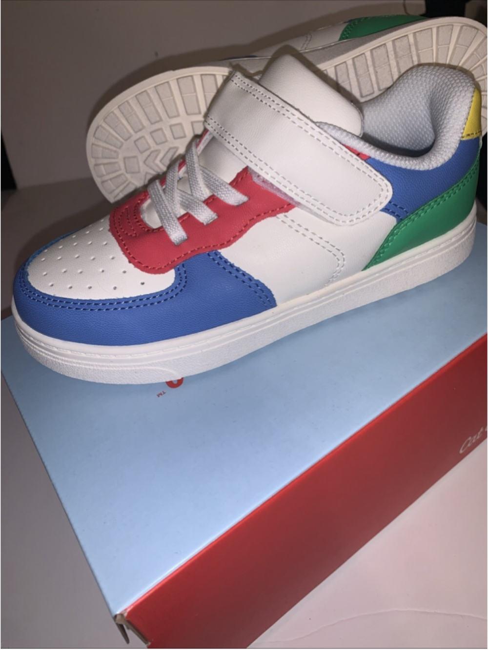 Cat & Jack Toddler Jaid Solid Court Sneakers Faux Leather Color Block Size 12 - Picture 15 of 16
